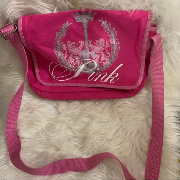 Vintage Victoria’s Secret PINK Crest Messenger Bag – Hot Pink Y2K Shoulder Bag - Picture 6 of 6